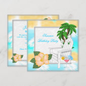 Summer Beach Pool Cocktail Birthday Party Kaart (Voorkant / Achterkant)