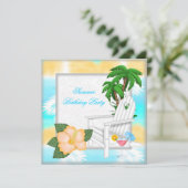 Summer Beach Pool Cocktail Birthday Party Kaart (Staand voorkant)