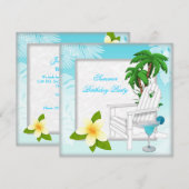 Summer Beach Pool Cocktail Blauwgroen Birthday Par Kaart (Voorkant / Achterkant)