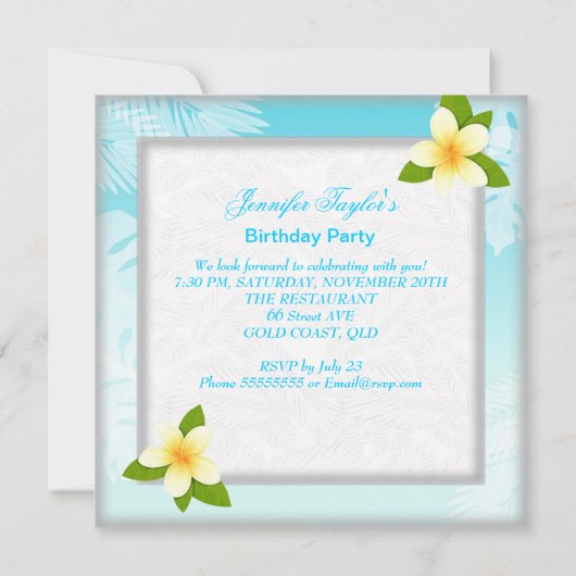 Summer Beach Pool Cocktail Blauwgroen Birthday Par Kaart (Achterkant)