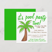 Summer Beach Pool Party Green Palm Tree Kaart (Voorkant / Achterkant)