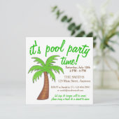 Summer Beach Pool Party Green Palm Tree Kaart (Staand voorkant)
