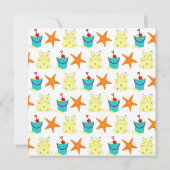 Summer Beach Pool Party Sandcastle Starfish Kaart (Achterkant)
