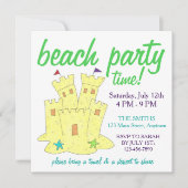 Summer Beach Pool Party Sandcastle Starfish Kaart (Voorkant)