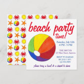 Summer Beach Pool Party Sun Beachball Crab Kaart (Voorkant / Achterkant)