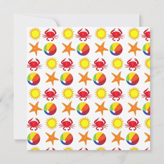 Summer Beach Pool Party Sun Beachball Crab Kaart (Achterkant)