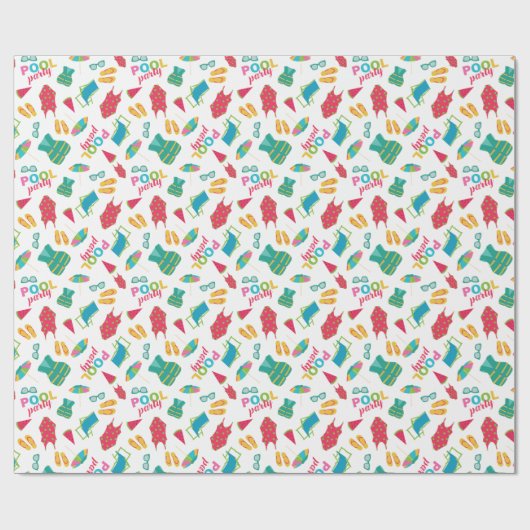 Summer Beach Pool Party Verjaardag Kleurrijk Schat Cadeaupapier (Vlak)