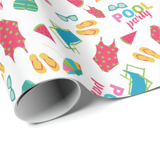 Summer Beach Pool Party Verjaardag Kleurrijk Schat Cadeaupapier (Rol Hoek)