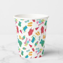 Summer Beach Pool Party Verjaardag Kleurrijk Schat Papieren Bekers