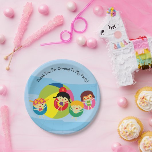 Summer Beach Pool Party Verjaardagspapier Bord (Feest)