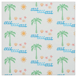 Summer Beach Print Fabric Stof