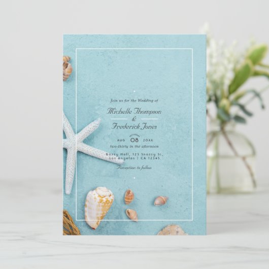 Summer Beach QR Code RSVP Weddenschap Kaart (Staand voorkant)