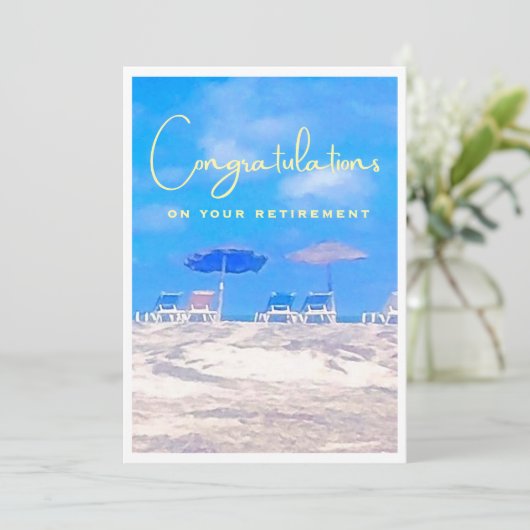 Summer Beach Retirement Congratulations Card (Staand voorkant)