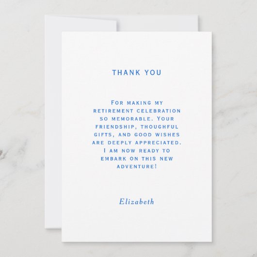 Summer Beach Retirement Party Thank You Card (Achterkant)