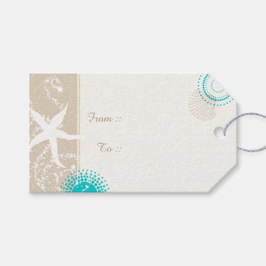 Summer Beach Sand Starfish Wedding Cadeaulabel (Voorkant (Horizontaal))