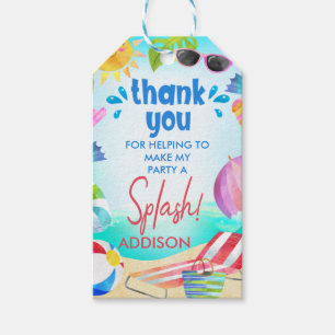 Summer Beach Scene Girls Birthday Dank je Label Cadeaulabel