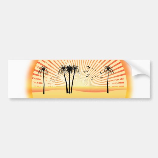 Summer Beach Scene: Vectortekening Bumpersticker (Voorkant)