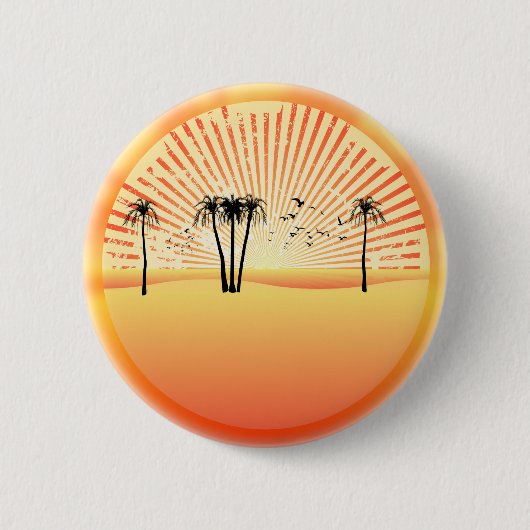 Summer Beach Scene: Vectortekening Ronde Button 5,7 Cm (Voorkant)