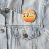Summer Beach Scene: Vectortekening Ronde Button 5,7 Cm (In situ)