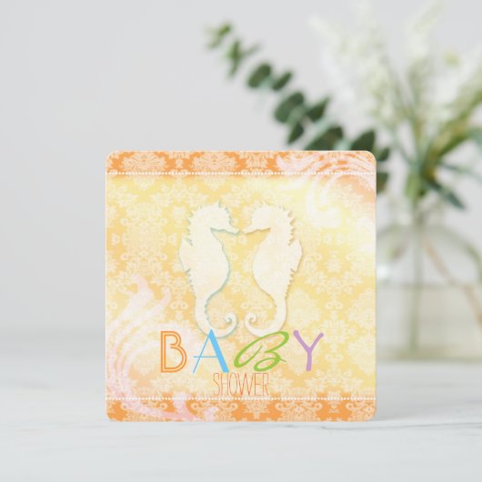 Summer Beach Seahorse Baby shower Kaart (Staand voorkant)