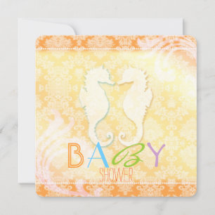 Summer Beach Seahorse Baby shower Kaart