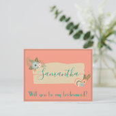 Summer Beach Seashell Bridesmaid Voorstel Briefkaart (Staand voorkant)