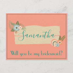 Summer Beach Seashell Bridesmaid Voorstel Briefkaart