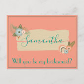 Summer Beach Seashell Bridesmaid Voorstel Briefkaart (Voorkant)