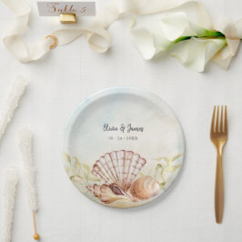 Summer Beach Seashell Tropical Wedding Papieren Bordje