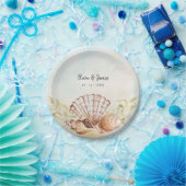 Summer Beach Seashell Tropical Wedding Papieren Bordje (Feest)