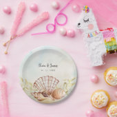 Summer Beach Seashell Tropical Wedding Papieren Bordje (Feest)