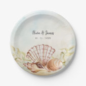 Summer Beach Seashell Tropical Wedding Papieren Bordje (Voorkant)
