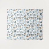 Summer Beach Seashell Waterverf Blue White Wandkleed (Voorkant (horizontaal))