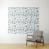 Summer Beach Seashell Waterverf Blue White Wandkleed (In Situ (horizontaal))