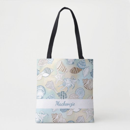 Summer Beach Seashells gepersonaliseerd Tote Bag (Voorkant)