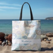 Summer Beach Seashells gepersonaliseerd Tote Bag