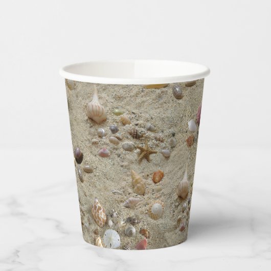 Summer Beach Seashells Papieren Bekers (Links)