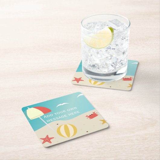 Summer Beach Seaside Holiday Aangepaste tekst Kartonnen Onderzetters (Insitu)