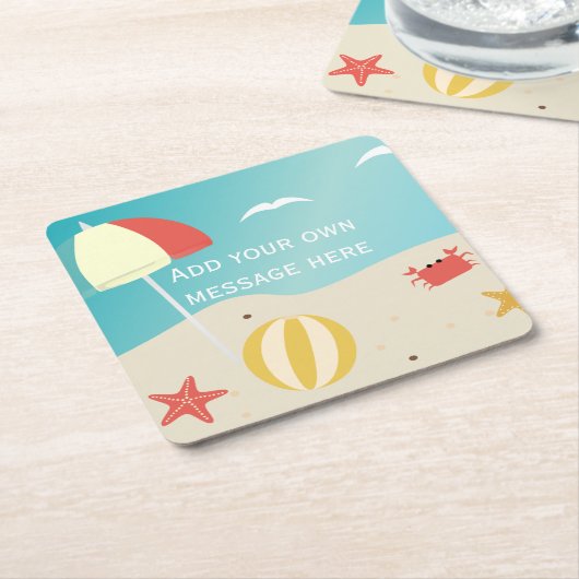 Summer Beach Seaside Holiday Aangepaste tekst Kartonnen Onderzetters (Schuin)