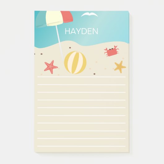 Summer Beach Seaside Line gepersonaliseerd Post-it® Notes (Voorkant)