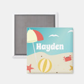 Summer Beach Seaside Vakantie gepersonaliseerd Magneet (Voorkant / Achterkant)