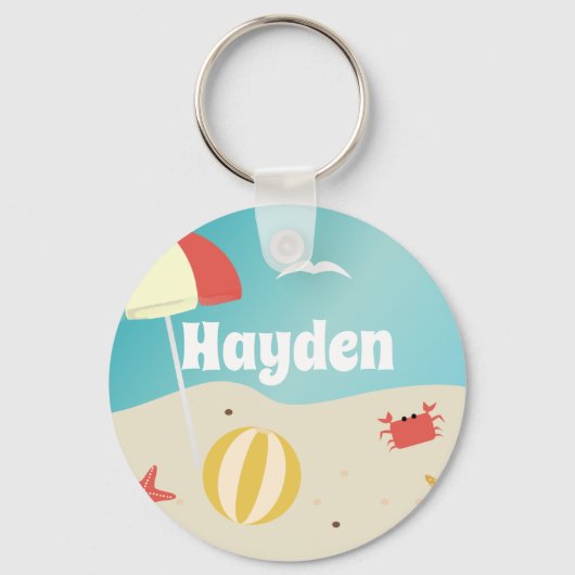 Summer Beach Seaside Vakantie gepersonaliseerd Sleutelhanger (Voorkant)