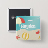 Summer Beach Seaside Vakantie gepersonaliseerd Vierkante Button 5,1 Cm (Voorkant /achterkant)