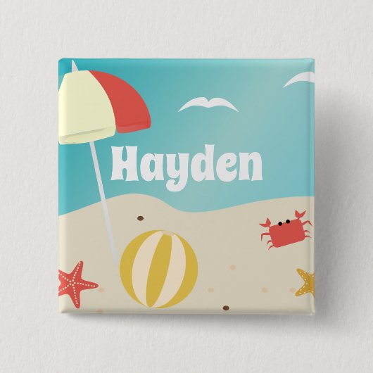 Summer Beach Seaside Vakantie gepersonaliseerd Vierkante Button 5,1 Cm (Voorkant)