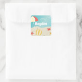 Summer Beach Seaside Vakantie gepersonaliseerd Vierkante Sticker (Tas)