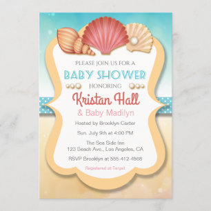 Summer Beach Shell Baby shower Uitnodiging