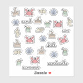 Summer Beach Shell Crab Sandcastle Pail Words Sticker (Vel)