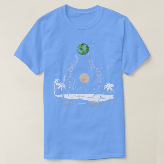 Summer Beach Skeletons Volleyball Earth Space Cosm T-shirt (Design voorkant)