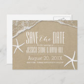 Summer Beach Starfish Weddenschap Save the Date Aankondigingskaart (Voorkant / Achterkant)