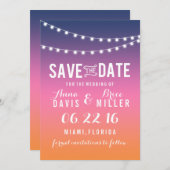 Summer Beach String Light Bewaar de datum Save The Date (Voorkant / Achterkant)